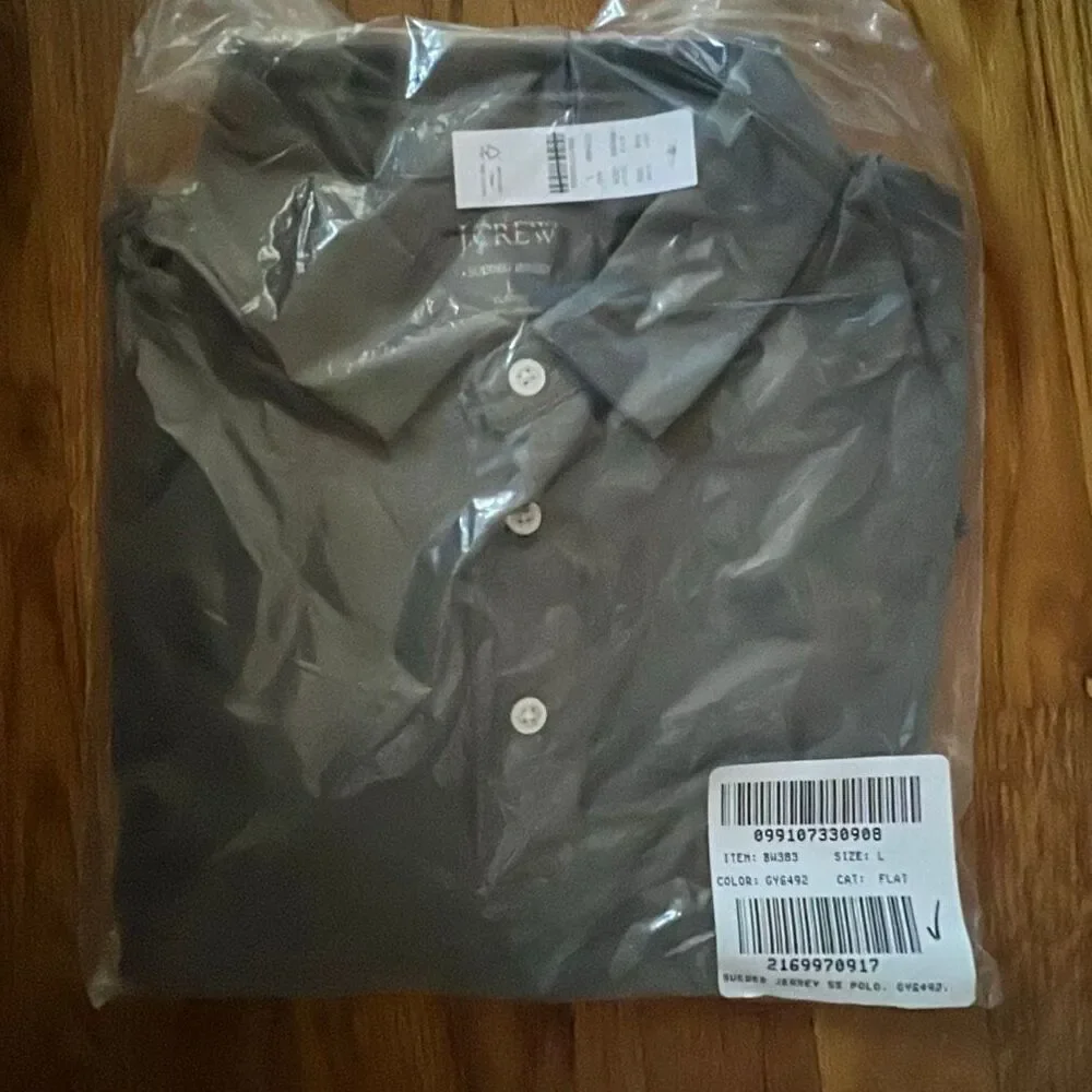 J. Crew Sueded cotton polo shirt in Heather River NWT size L